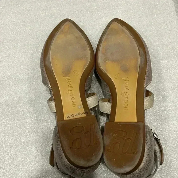 [UK5.5/US8] Paul Green Peeptoe Slingpump Flat with Metalic  Leather - Picture 7 of 10